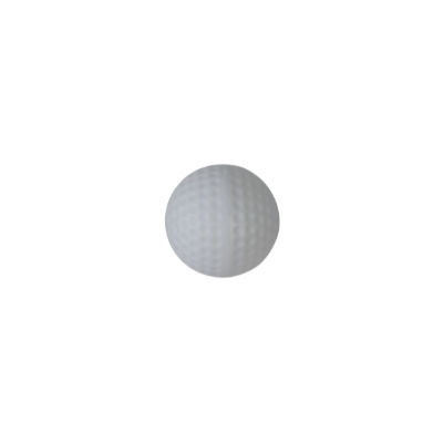 Foto bola golf putih makmal yang bulat dan berwarna cerah.
