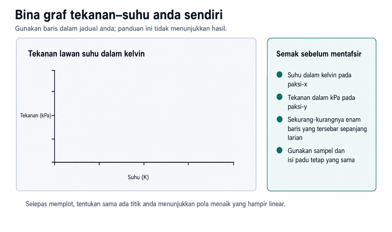 Panduan menyediakan graf dengan suhu dalam kelvin pada paksi-x dan tekanan dalam kPa pada paksi-y tanpa menunjukkan titik data.