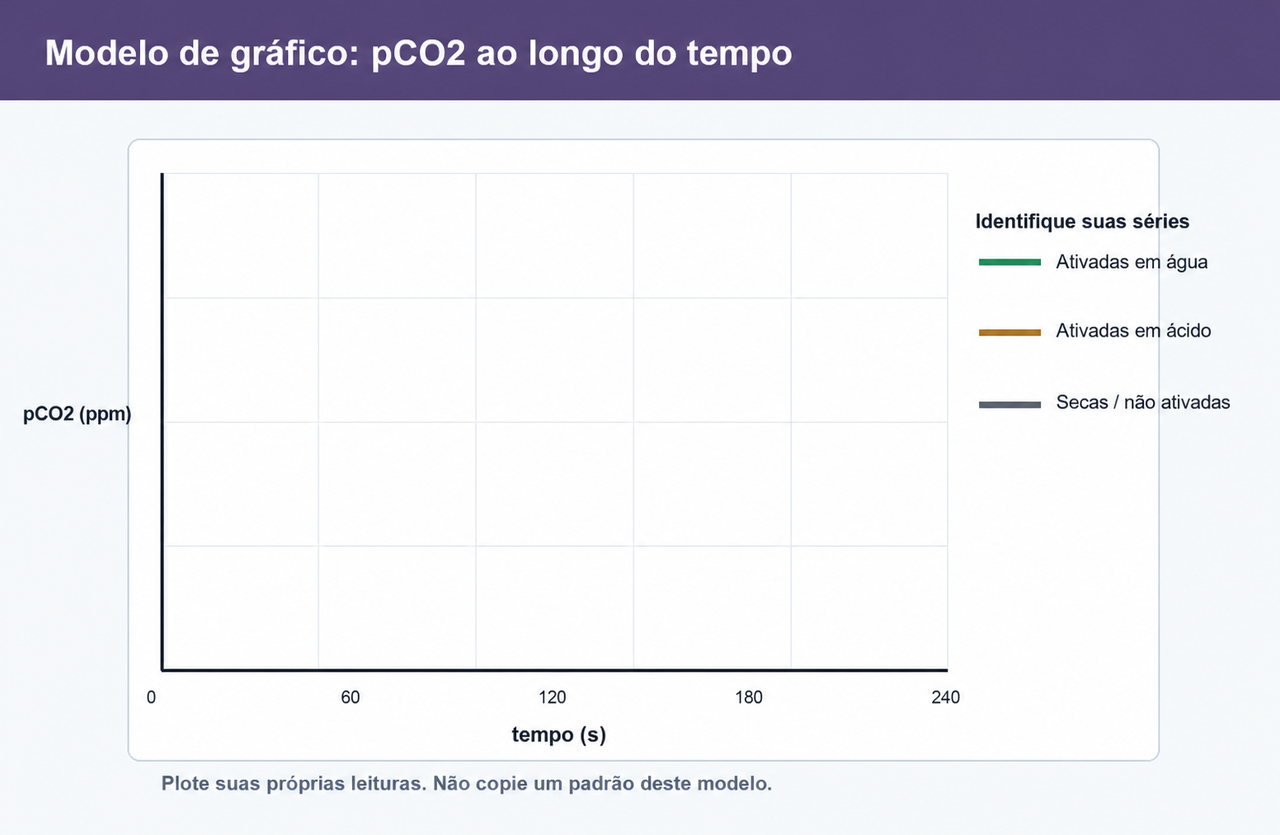 Modelo de gráfico em branco para representar pCO2 em função do tempo nas três condições de ativação.